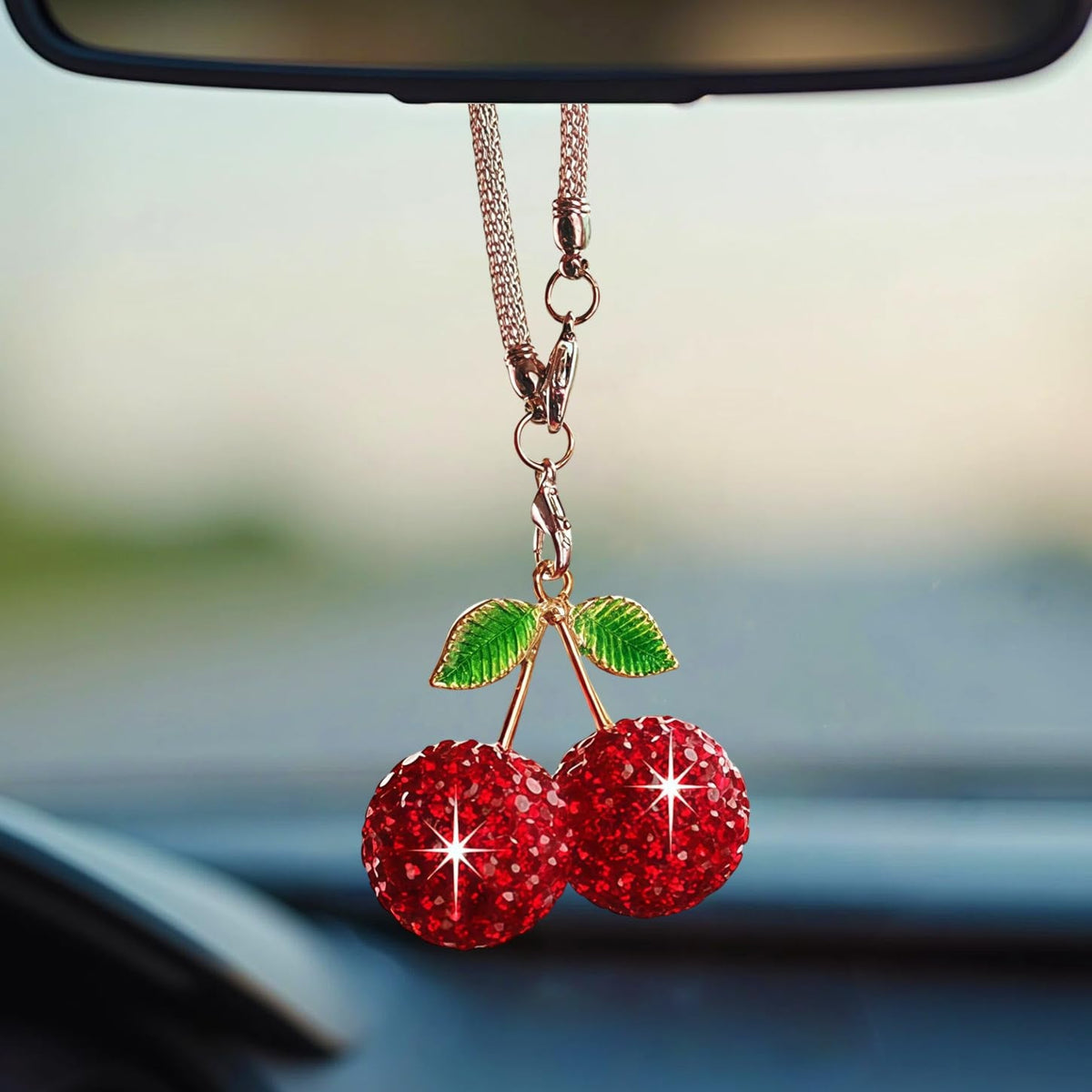 CrystalCherry Rearview Mirror Charm