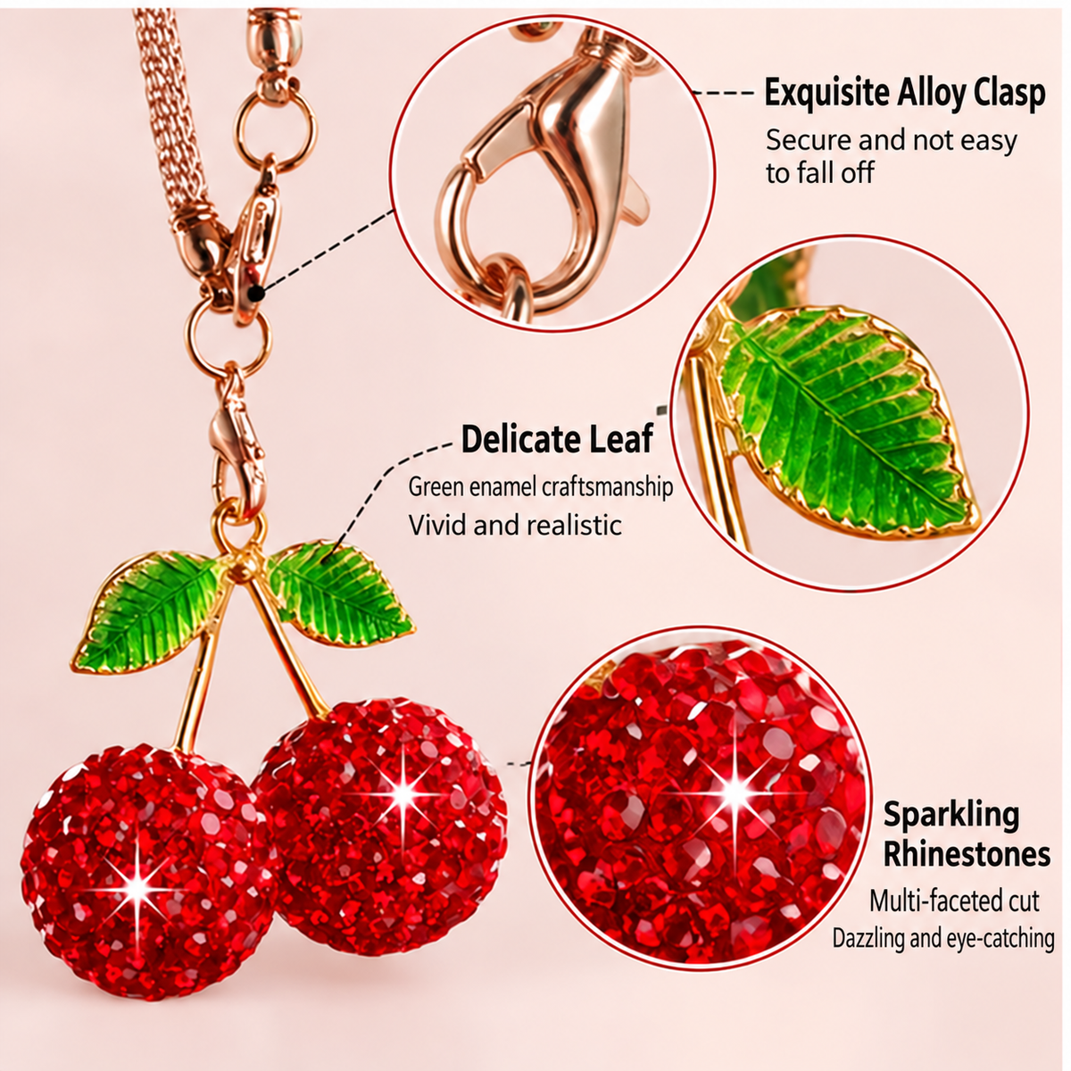 CrystalCherry Rearview Mirror Charm
